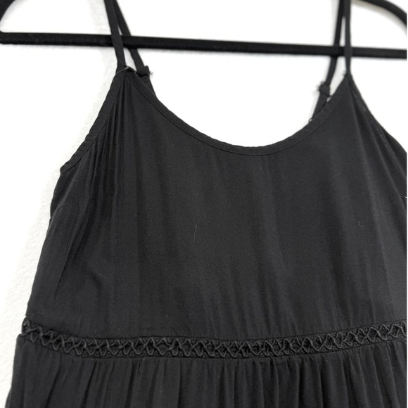 Mossimo S Black Tiered Fringe Hem Sundress Boho Summer Beach Festival Whimsygoth - Picture 4 of 11